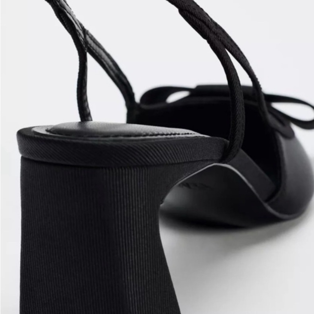 Zara Black Bow Slingback Heels - Picture 4 of 4